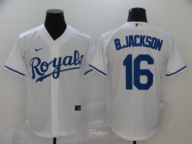 Men Kansas City Royals #16 B.Jackson White Nike Game MLB Jerseys